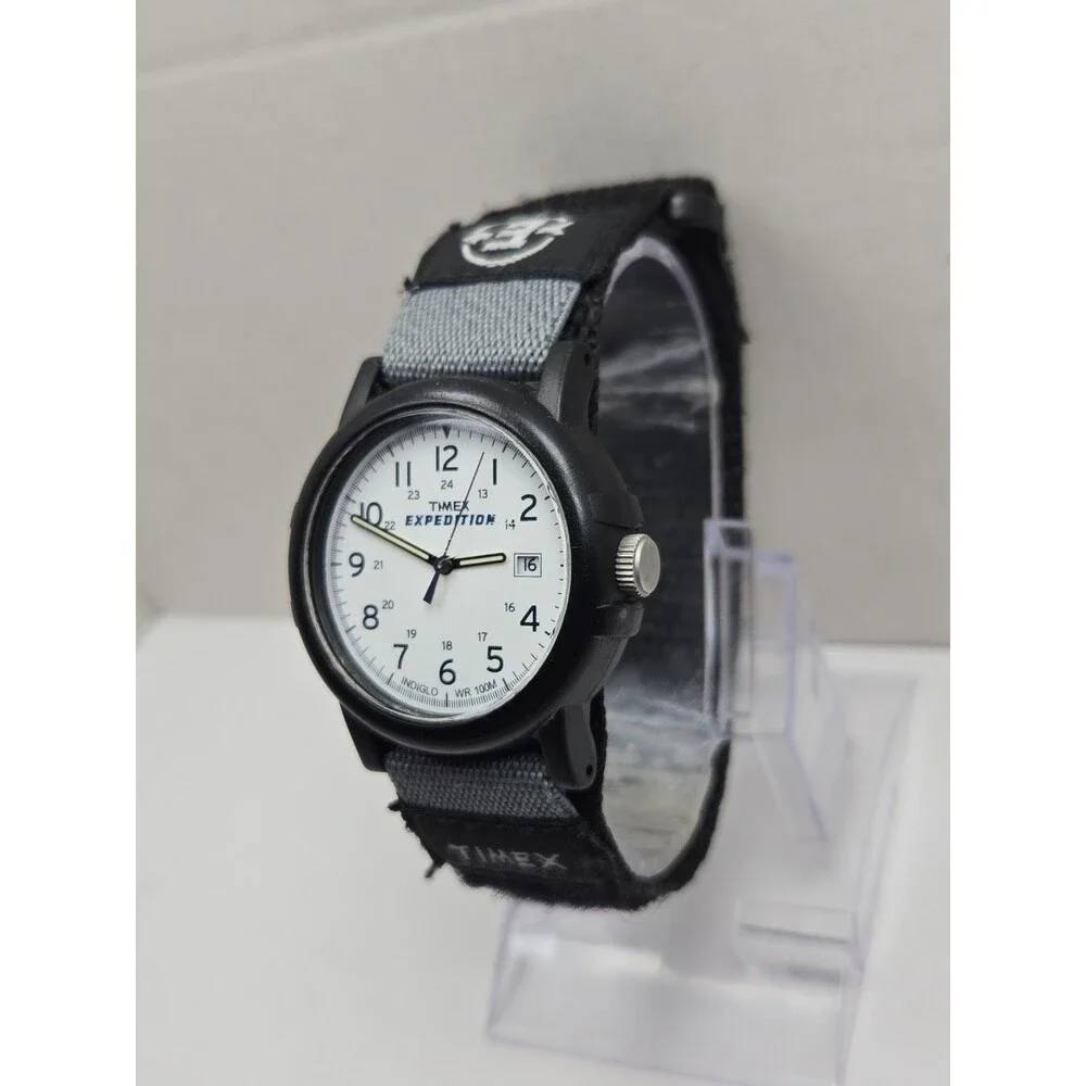 Timex Expedition Camper 38mm White Dial Indiglo Date 100M Mens Watch New Battery